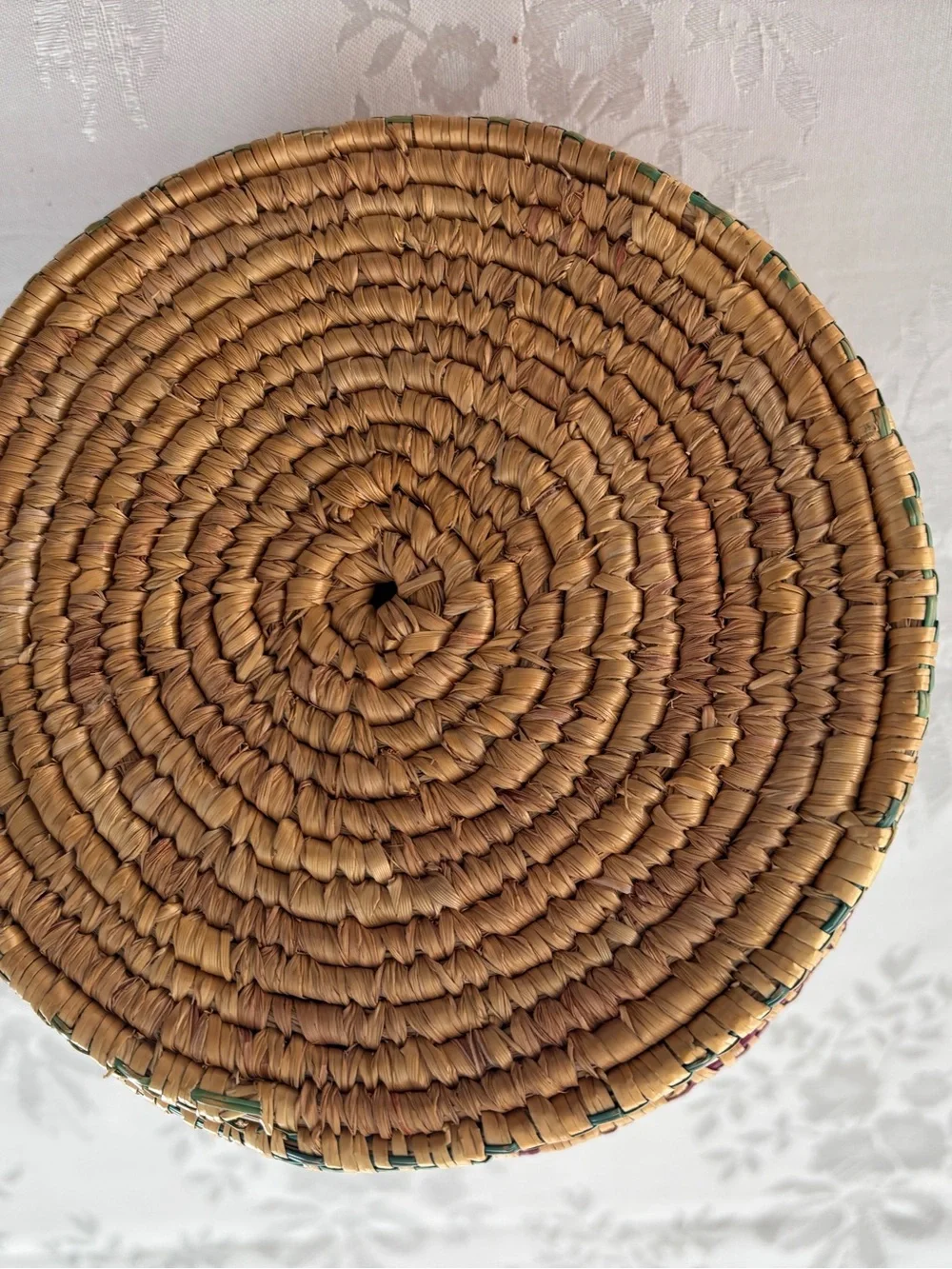 Natural Woven Basket With Purple Accents 7
